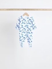 Blue Baby Footed 100% Cotton Sleepsuits 5 Pack (0mths-2yrs) - Image 5 of 14