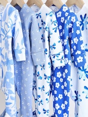 Blue Baby Footed 100% Cotton Sleepsuits 5 Pack (0mths-2yrs) - Image 8 of 14
