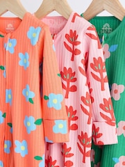 Orange Baby 2 Way Zip Sleepsuits 3 Pack (0mths-2yrs) - Image 3 of 7