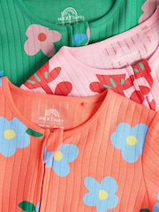 Orange Baby 2 Way Zip Sleepsuits 3 Pack (0mths-2yrs) - Image 4 of 7