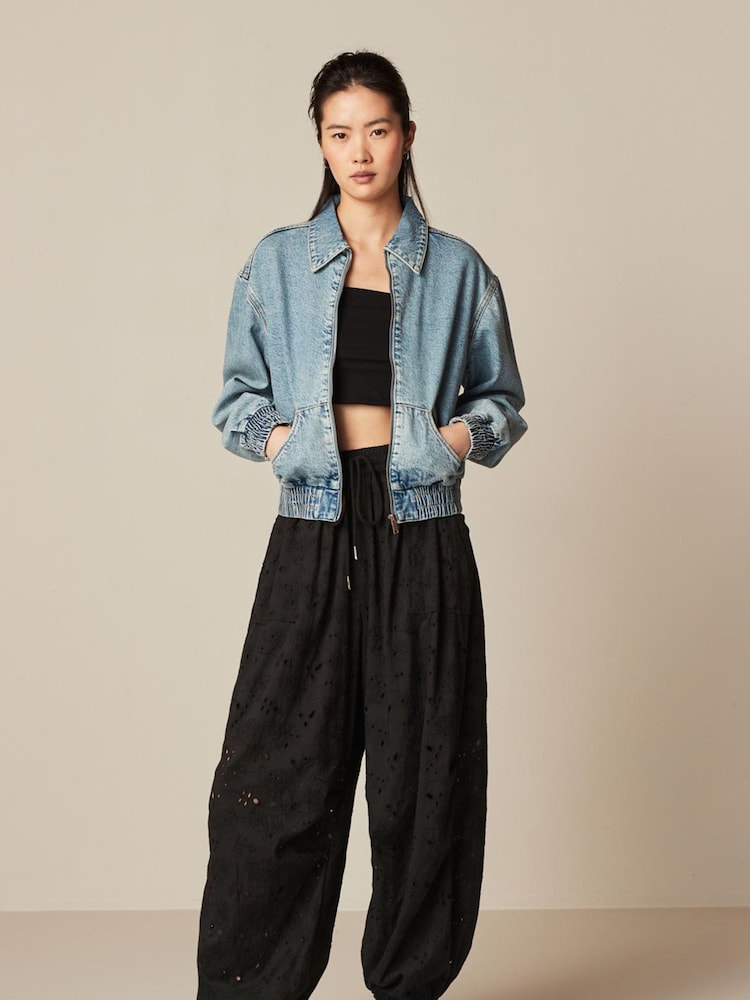 Mid Blue Denim Bomber Jacket - Image 2 of 7