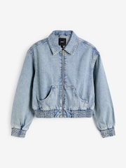 Mid Blue Denim Bomber Jacket - Image 6 of 7