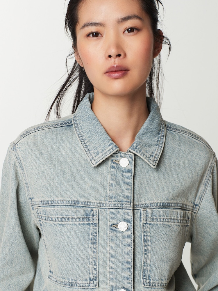 Blue Tinted Patch Pocket Denim Jacket - Image 4 of 6