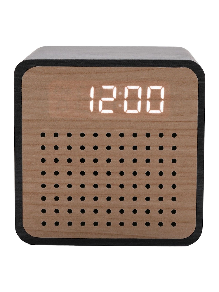 Widdop Brown Wooden Alarm Clock with Bluetooth Speaker - Image 5 of 5