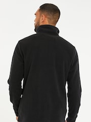 Threadbare Black Quarter Zip Quilted Fleece Jumper - Image 2 of 4