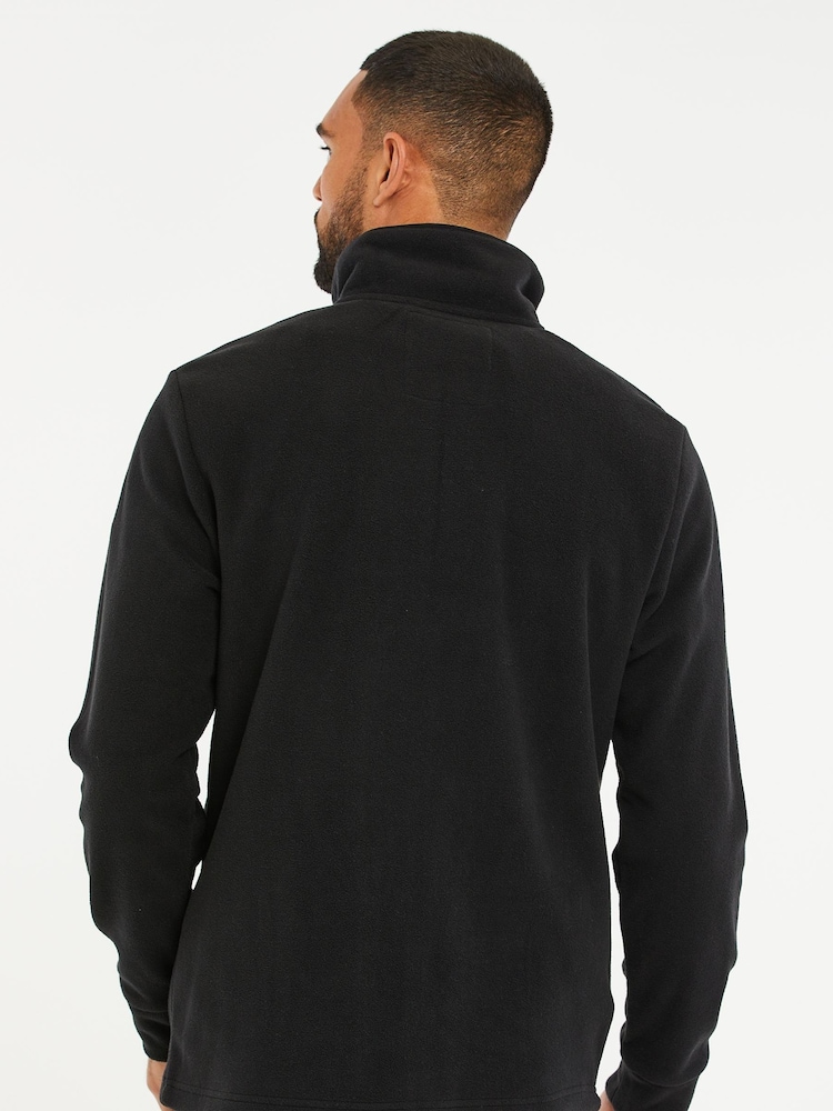 Threadbare Black Quarter Zip Quilted Fleece Jumper - Image 2 of 4