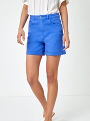 Roman Blue Turn Up Denim Stretch Shorts - Image 1 of 1