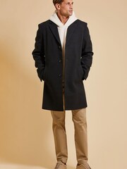 Threadbare Black Luxe Single Breasted Tailored Coat - Image 3 of 4