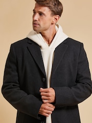 Threadbare Black Luxe Single Breasted Tailored Coat - Image 4 of 4