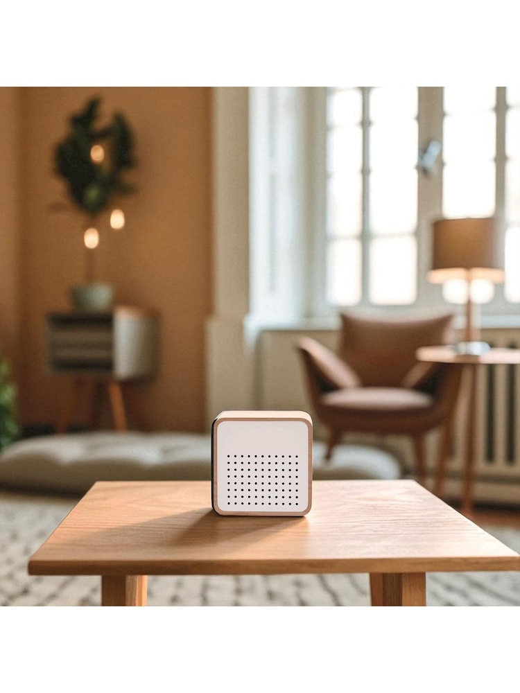 Widdop White Wooden Alarm Clock with Bluetooth Speaker - Image 1 of 5