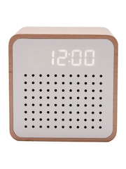 Widdop White Wooden Alarm Clock with Bluetooth Speaker - Image 5 of 5