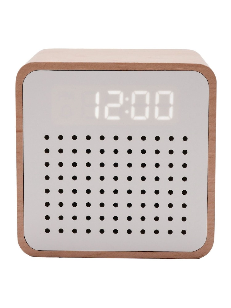 Widdop White Wooden Alarm Clock with Bluetooth Speaker - Image 5 of 5