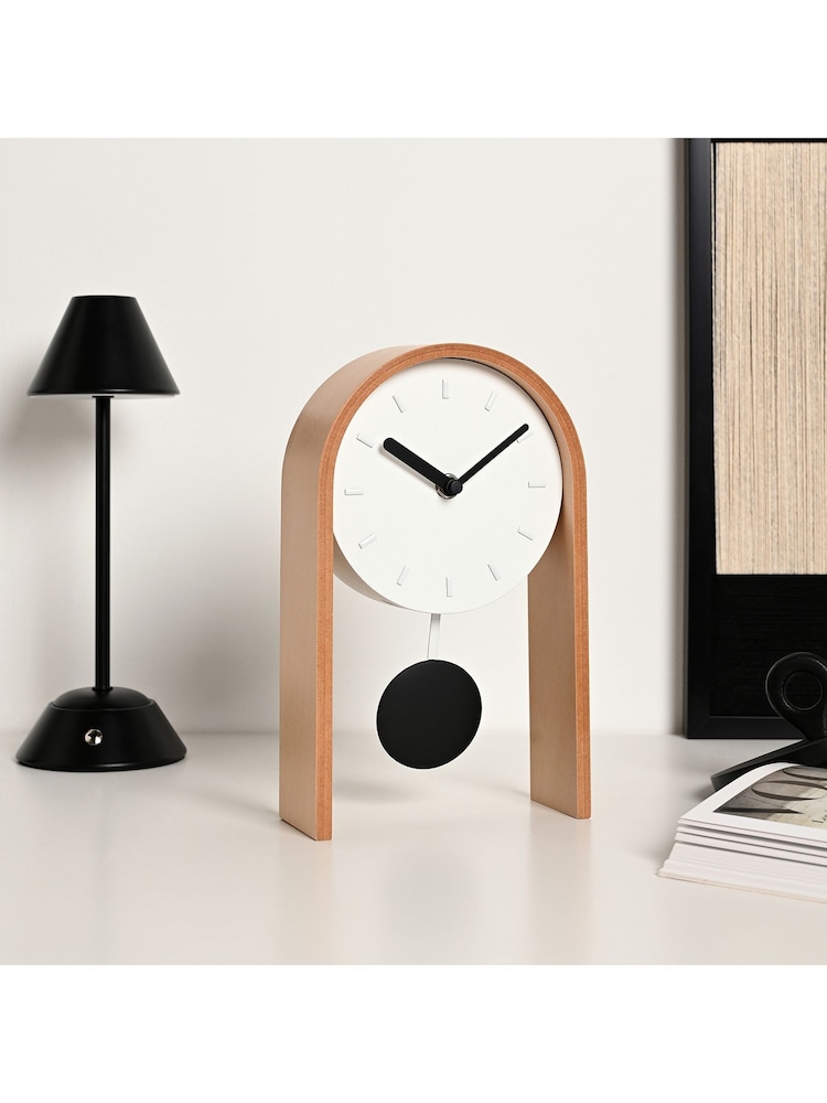 Widdop White Pendulum Wooden Desk Clock - Image 1 of 5