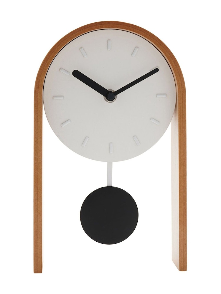 Widdop White Pendulum Wooden Desk Clock - Image 2 of 5