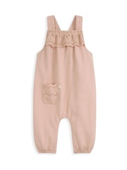 Mamas & Papas Pink Broderie Dungarees & Bodysuit Outfit Set - Image 2 of 3