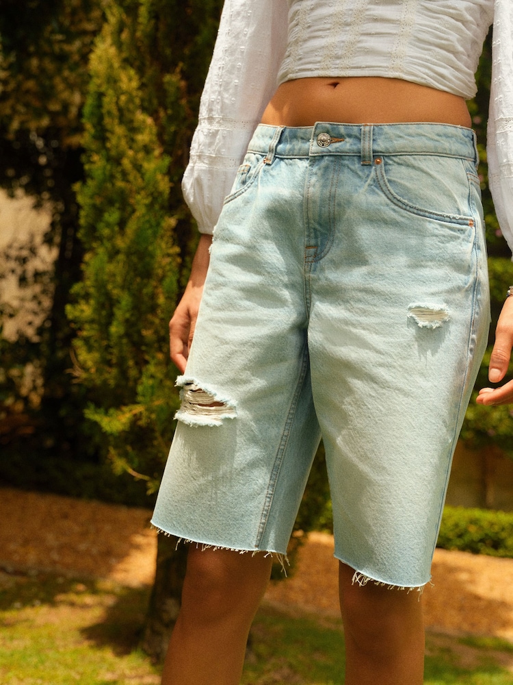Bleach Ripped Denim Bermuda Shorts - Image 2 of 4