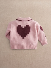 Mamas & Papas Pink Heart Cardigan - Image 5 of 7
