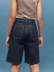 Dark Blue Longline 100% Cotton Denim Shorts - Image 4 of 6