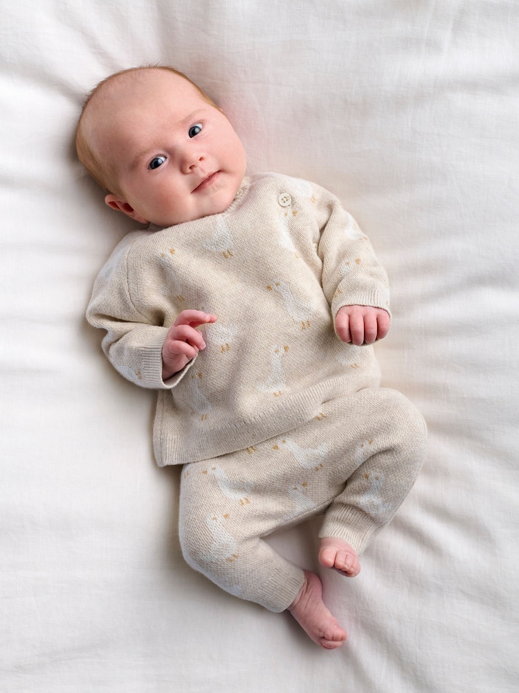 Mamas & Papas Duck Knitted Top & Leggings Set - Imaginea 1 din 8