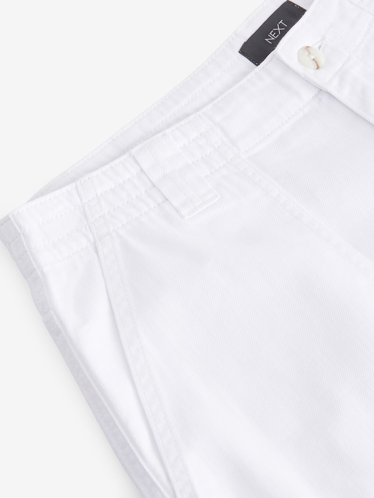 White 100% Cotton Cargo Utility Lightweight Denim Shorts - Image 2 of 2