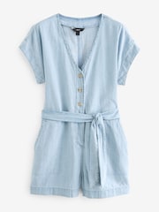 Mid Blue Button Through Denim Playsuit - Image 4 of 6