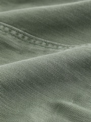 Khaki Green 100% Cotton Cargo Utility Lightweight Denim Shorts - Image 6 of 6