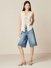 Dark Blue 100% Cotton Denim Shorts - Image 2 of 7