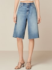 Dark Blue 100% Cotton Denim Shorts - Image 3 of 7