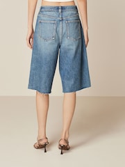 Dark Blue 100% Cotton Denim Shorts - Image 5 of 7