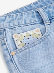 Mid Blue Crochet Insert Denim 100% Cotton Shorts - Image 6 of 6