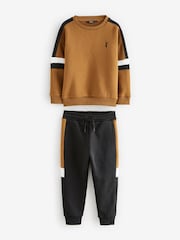 Black Colourblock Crew Neck Sweat and Joggers Set (3-16yrs) - Image 1 of 4