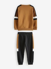 Black Colourblock Crew Neck Sweat and Joggers Set (3-16yrs) - Image 2 of 4