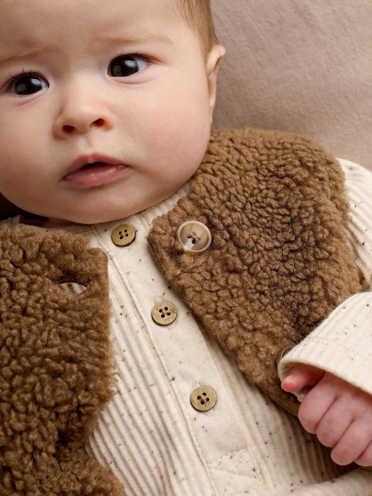 Mamas & Papas Brown Bodysuit Gilet & Gingham Trousers 3 Piece Set - Image 2 of 7 Mamas & Papas Brown Bodysuit Gilet & Gingham Trousers 3 Piece Set - Image 2 of 7