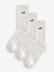 self. Grey Cushion Sole Lounge Ankle Socks 3 Pack - Image 1 of 3