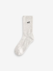 self. Grey Cushion Sole Lounge Ankle Socks 3 Pack - Image 2 of 3