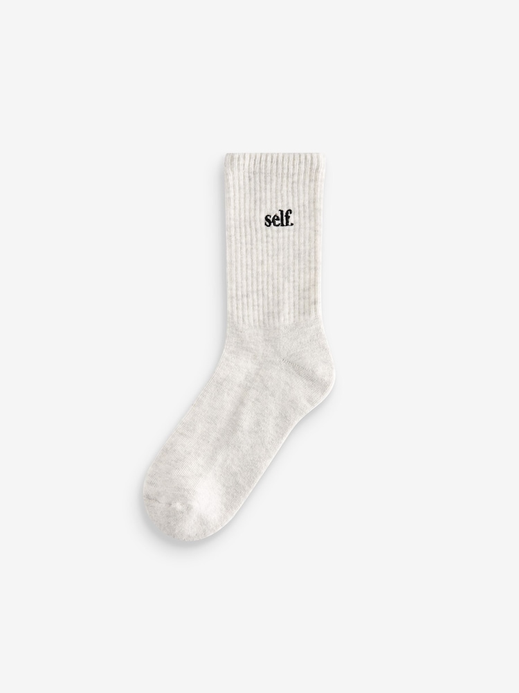 self. Grey Cushion Sole Lounge Ankle Socks 3 Pack - Image 2 of 3