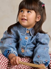 Mamas & Papas Blue Berry Embroidered Denim Jacket - Image 1 of 10