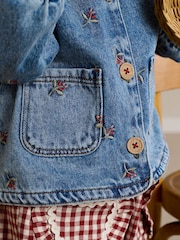 Mamas & Papas Blue Berry Embroidered Denim Jacket - Image 6 of 10
