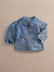 Mamas & Papas Blue Berry Embroidered Denim Jacket - Image 7 of 10