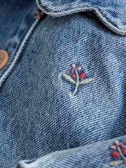 Mamas & Papas Blue Berry Embroidered Denim Jacket - Image 9 of 10