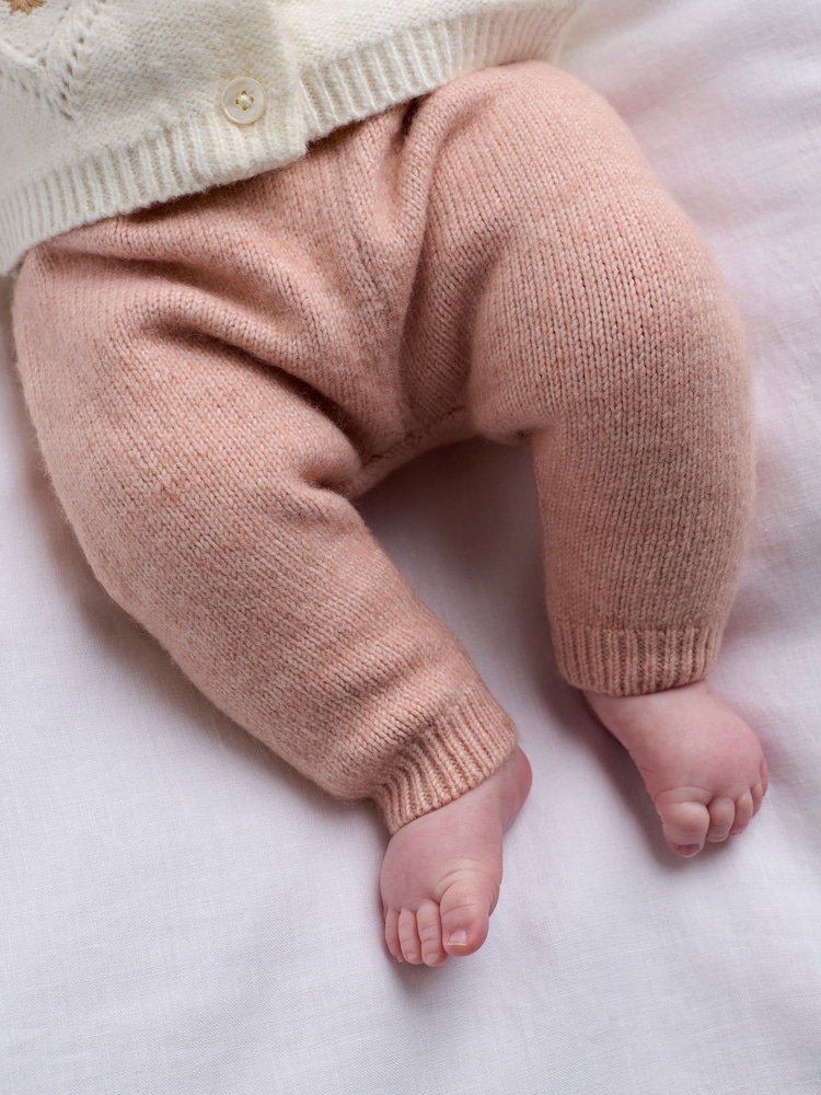 Mamas & Papas Pink Emb Knit Cardi & Legging Set 2 Piece - Image 2 of 8