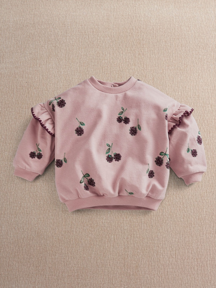 Mamas & Papas Pink Bramble Print Sweatshirt - Image 1 of 3 Mamas & Papas Pink Bramble Print Sweatshirt - Image 1 of 3