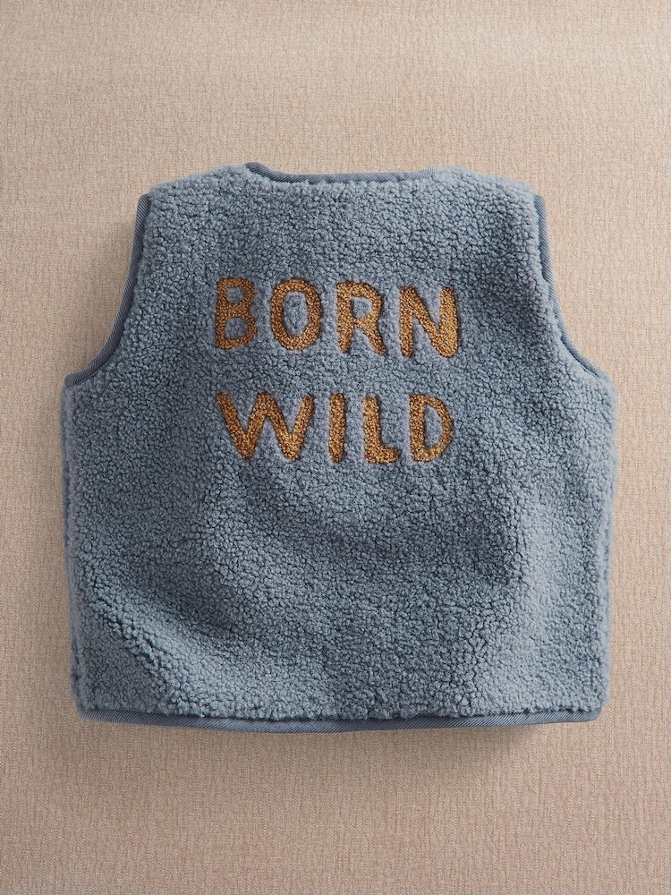 Mamas & Papas Blue Born Wild Gilet - Image 2 of 3 Mamas & Papas Blue Born Wild Gilet - Image 2 of 3