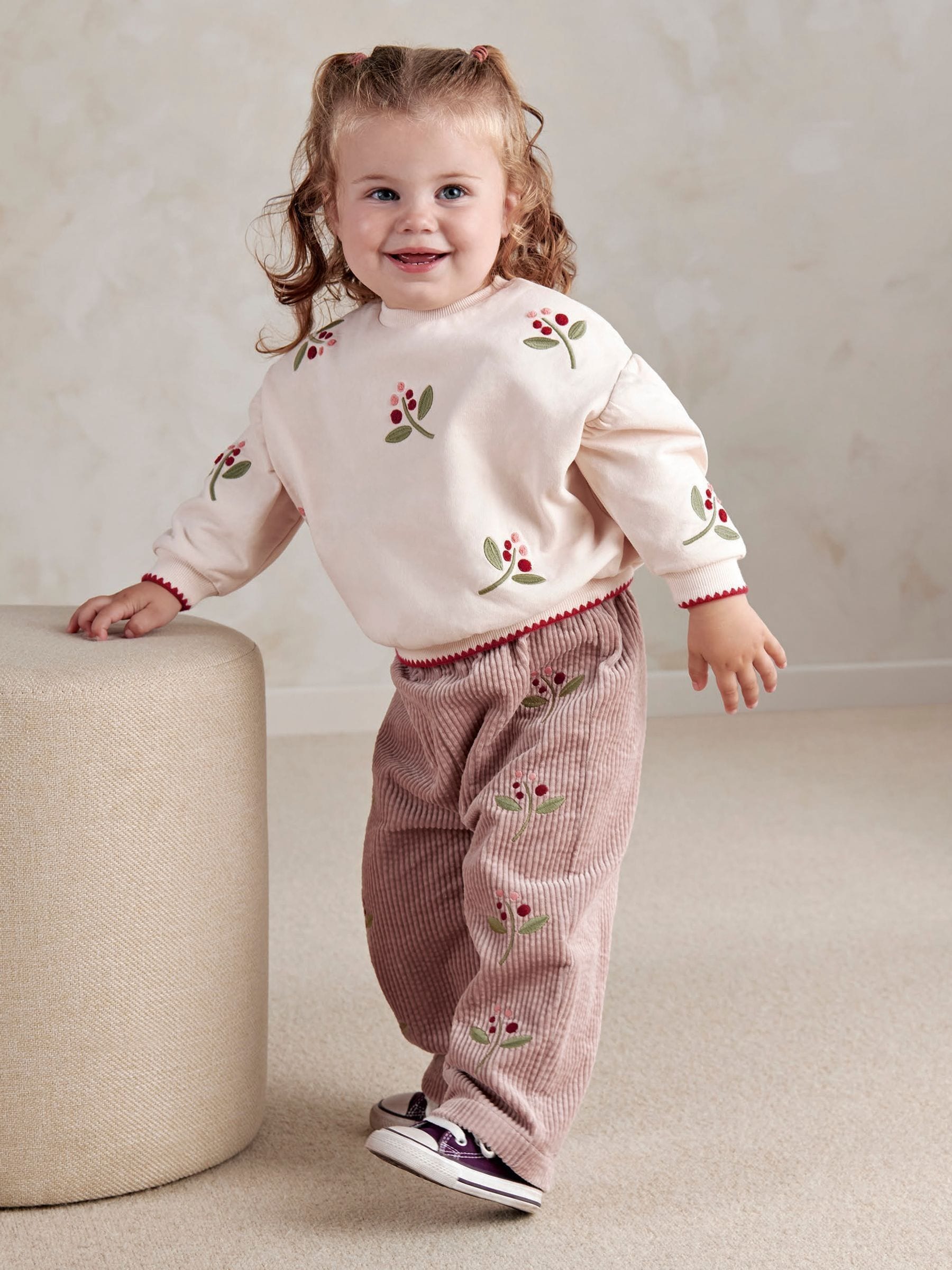 Mamas & Papas Unisex Newborn Cream Berry Sweatshirt - Image 1