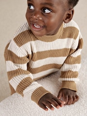 Mamas & Papas Brown Stripe Knitted Jumper & Leggings Set - Image 2 of 7