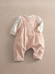 Mamas & Papas Pink Cord Embroidered Romper Set 2 Piece - Image 1 of 4