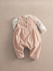 Mamas & Papas Pink Cord Embroidered Romper Set 2 Piece - Image 2 of 4