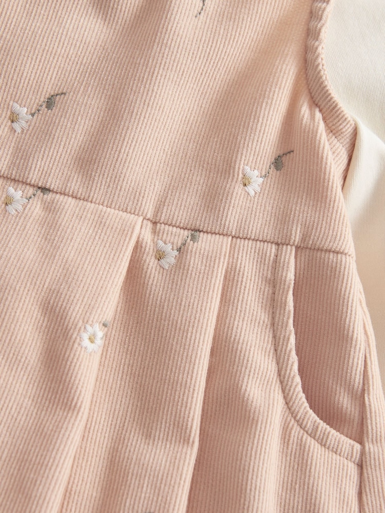Mamas & Papas Pink Cord Embroidered Romper Set 2 Piece - Image 4 of 4