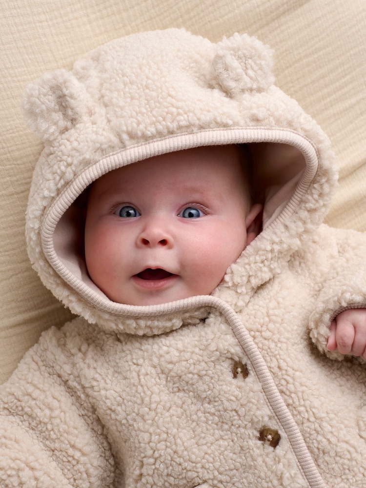 Mamas & Papas Brown Hooded Borg Jacket - Image 2 of 7