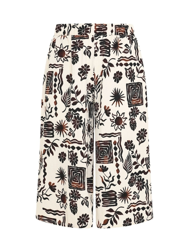 Yours Curve Natural Sun Print Crinkle Culottes - Image 5 of 5 Yours Curve Natural Sun Print Crinkle Culottes - Image 5 of 5